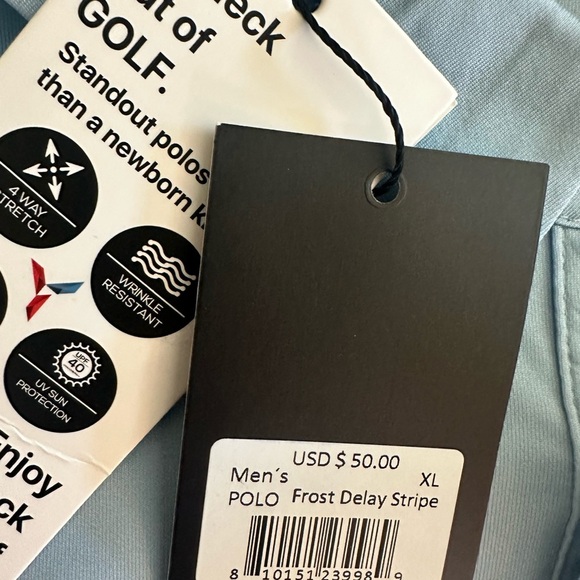 Yatta Golf Men's Polo Short Sleeve Shirt XLarge Frost Delay Stripe Blue - Picture 5 of 6